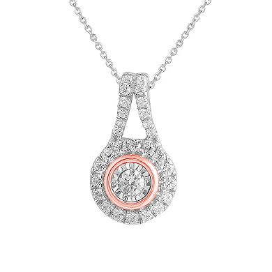 Sterling Silver 1/5 Carat T.W. Diamond Pendant Necklace & 10KP