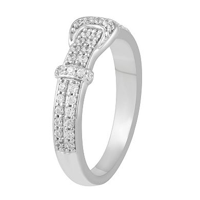 Royal Aura Sterling Silver 3/8 Carat T.W. Diamond Buckle Ring