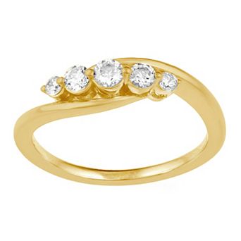 Royal Aura Sterling Silver 1/3 Carat T.W. Diamond 5-Stone Ring