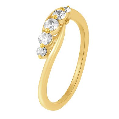 Royal Aura Sterling Silver 1/3 Carat T.W. Diamond 5-Stone Ring