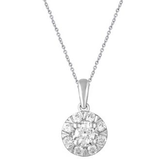 Royal Aura Sterling Silver 1/2 Carat T.W. Diamond Cluster Pendant Necklace