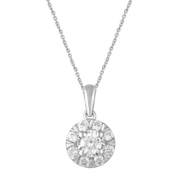 Royal Aura Sterling Silver 1/2 Carat T.W. Diamond Cluster Pendant Necklace