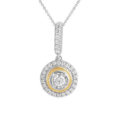 Two Tone Sterling Silver 1/4 Carat T.W. Diamond Pendant Necklace
