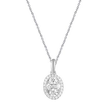 Royal Aura Sterling Silver 1/2 Carat T.W. Diamond Oval Pendant Necklace