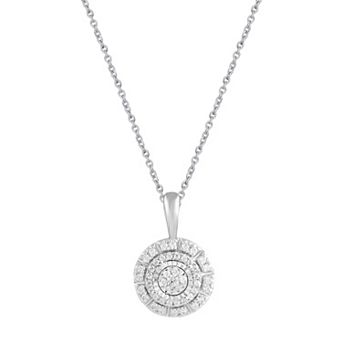 Royal Aura Sterling Silver 1/4 Carat T.W. Diamond Circle Pendant Necklace