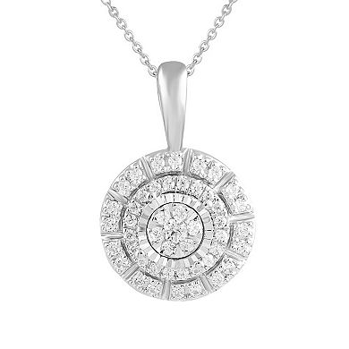 Sterling Silver 1/4 Carat T.W. Diamond Circle Pendant Necklace
