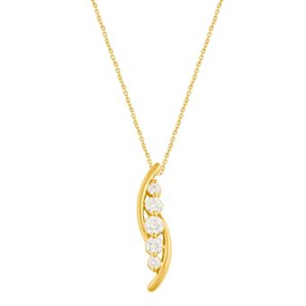 Royal Aura Gold Tone Sterling Silver 1/3 Carat T.W. Diamond Drop Pendant Necklace