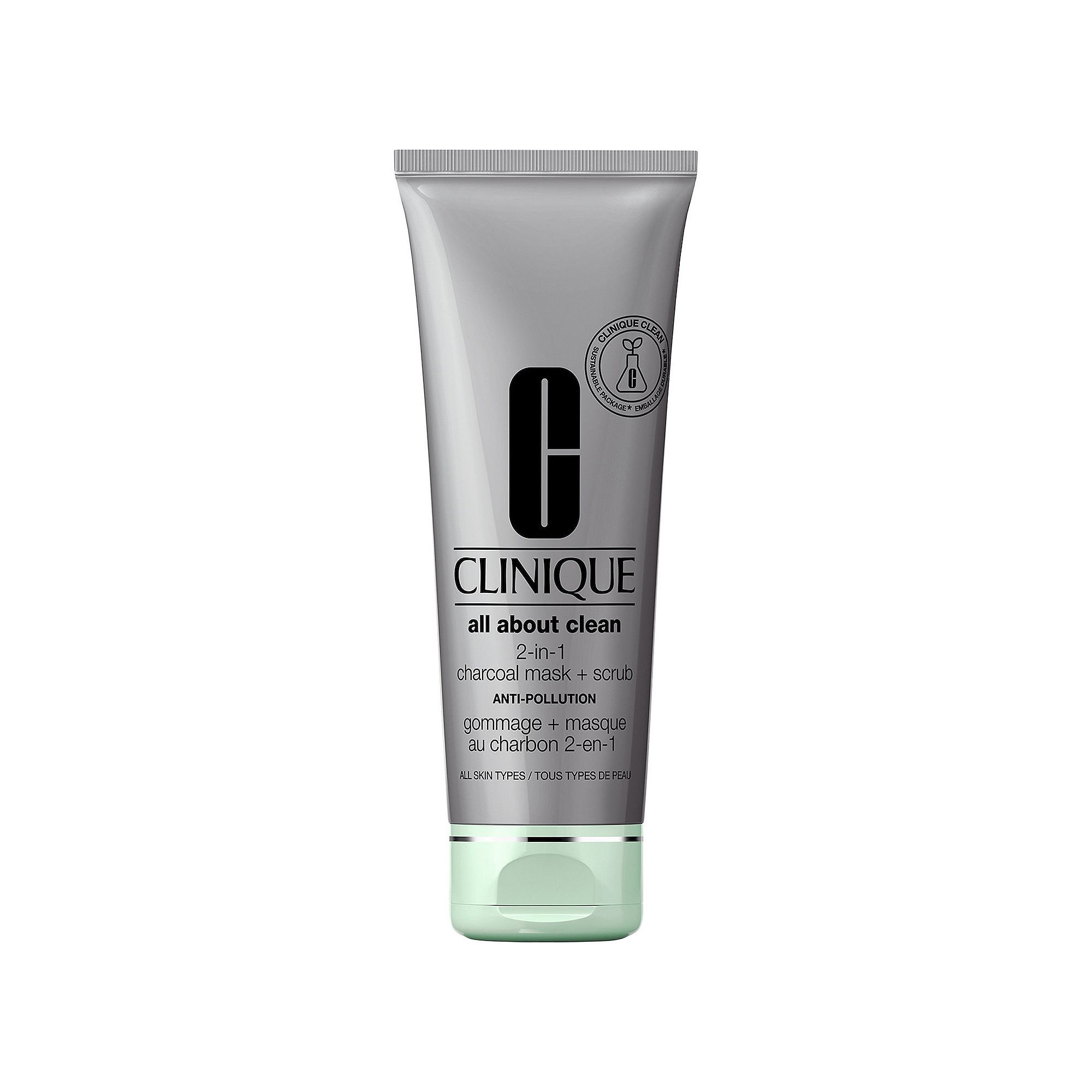 CLINIQUE All About Clean 2-in-1 Charcoal Face Mask + Scrub Exfoliator, Size