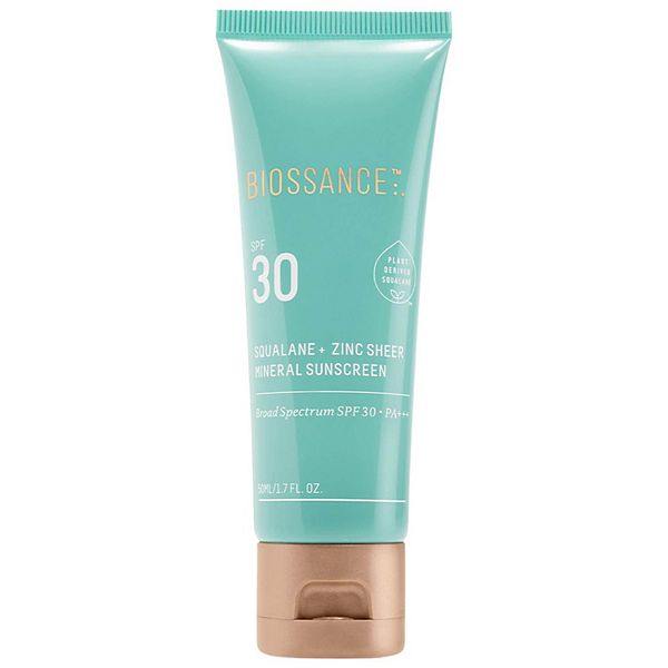 Biossance Squalane + Zinc Sheer Hydrating Mineral Face Sunscreen SPF 30 ...