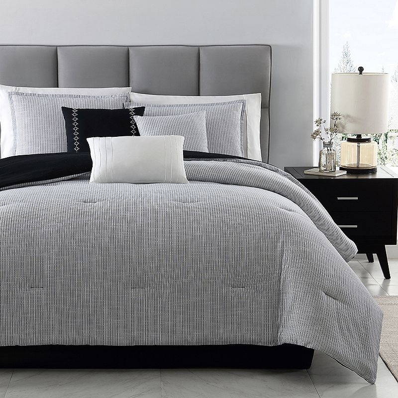 Beatrice Home Fashions Kenton 7-Piece Comforter Set, Black, King