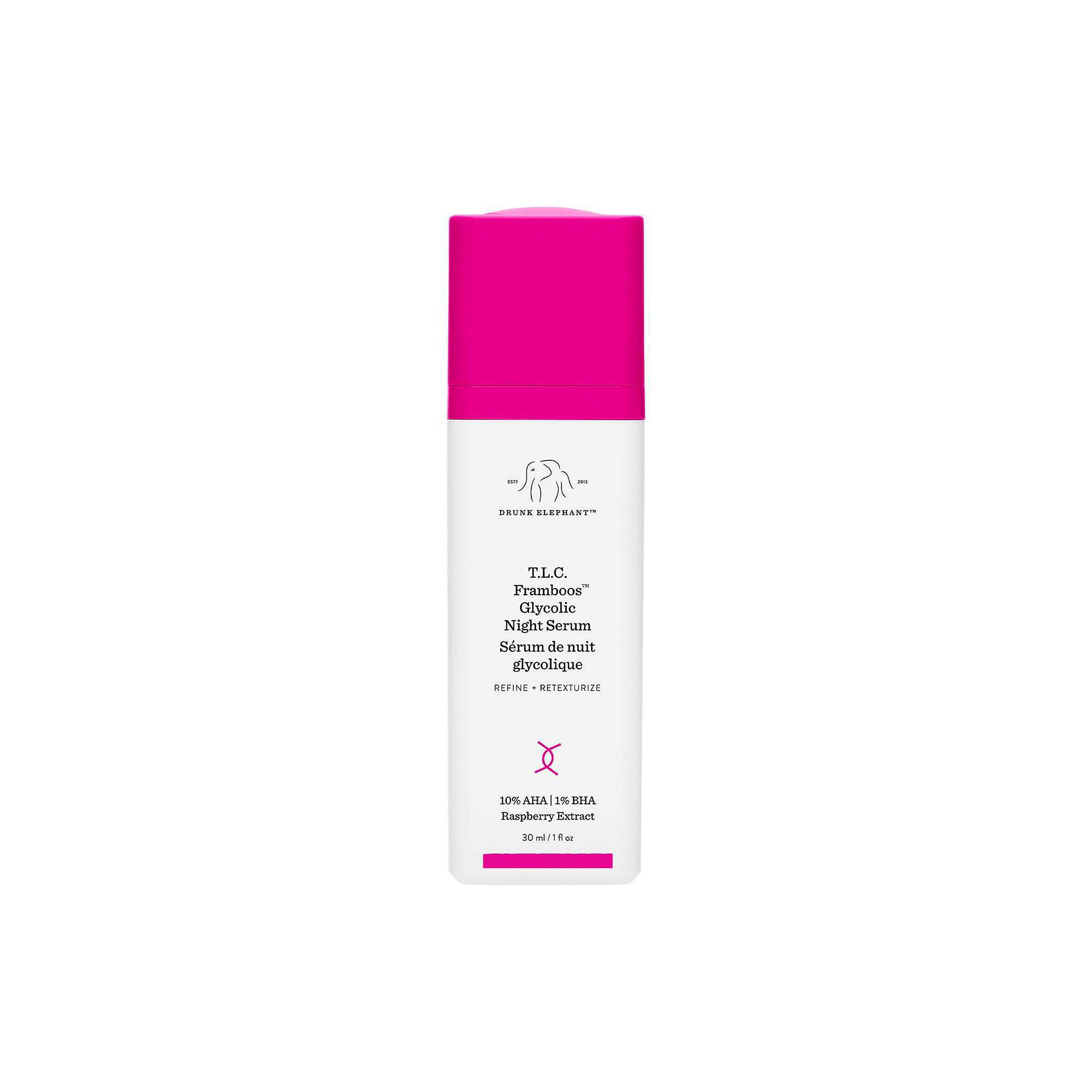 Drunk Elephant T.L.C. Framboos Glycolic Resurfacing Night Serum, Size: 1 Oz