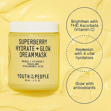 Mini Superberry Hydrate + Glow Dream Night Cream + Mask with Vitamin C