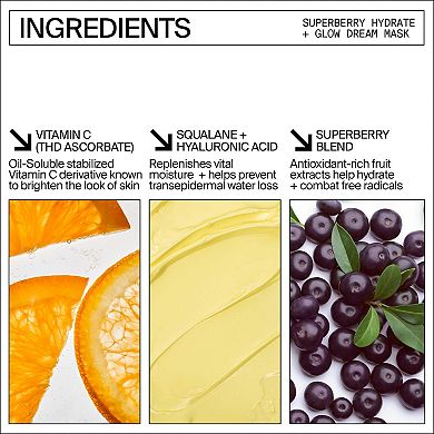 Mini Superberry Hydrate + Glow Dream Night Cream + Mask with Vitamin C