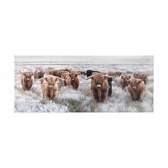 Gallery 57 Highland Herd Cow Planked Wood Wall Art