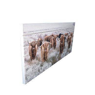 Gallery 57 Highland Herd Cow Planked Wood Wall Art
