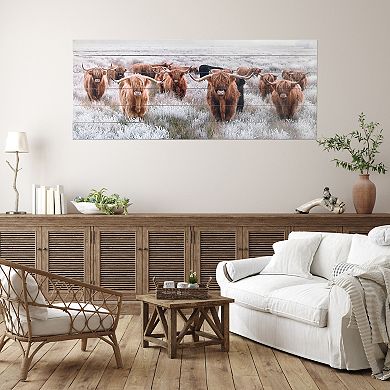 Gallery 57 Highland Herd Cow Planked Wood Wall Art