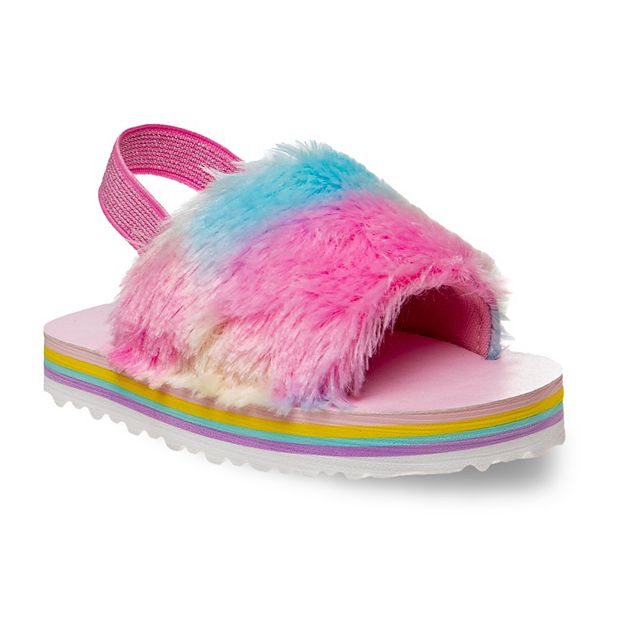 Faux fur slingback online sandals