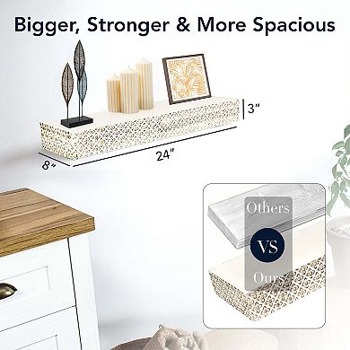 American Art Decor Embossed Floating Wall Shelf