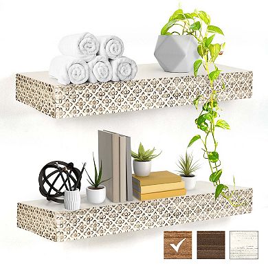 American Art Decor Embossed Floating Wall Shelf