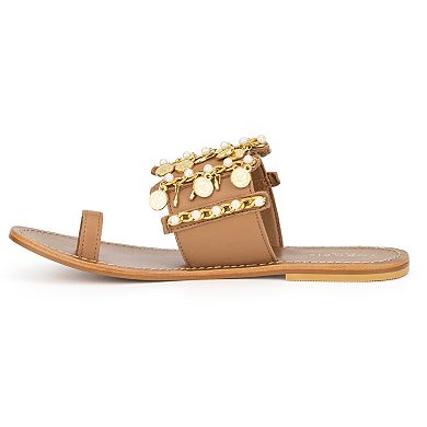 Torgeis Eden Women's Leather Coin Charm Sandals