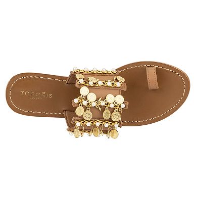 Torgeis Eden Women's Leather Coin Charm Sandals