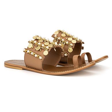 Torgeis Eden Women's Leather Coin Charm Sandals