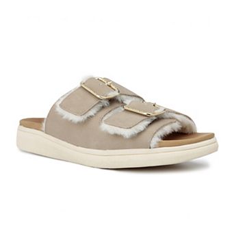 London Fog Lorraine Women's Faux-Fur Slide Sandals