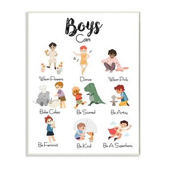 Stupell Home Decor Boys Can Activities Plaque Wall Art