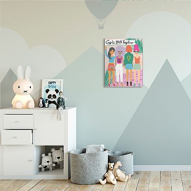 Stupell Home Decor Girls Stick Together Canvas Wall Art