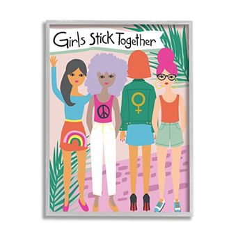 Stupell Home Decor Girls Stick Together Sentiment Canvas Wall Art