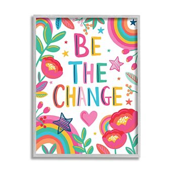 Stupell Home Decor Be The Change Rainbow Stars Canvas Wall Art