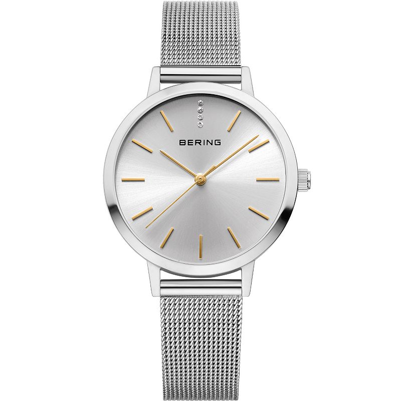 BERING Womens Classic Stainless Steel Mesh Strap Watch - 13434-001, Size: 