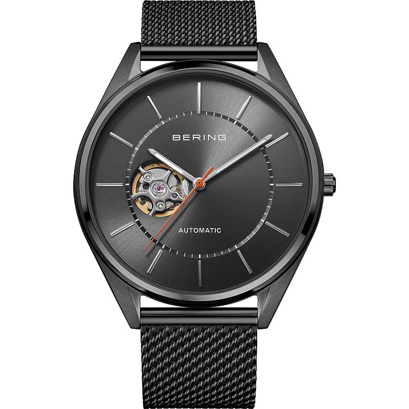 BERING Men's Automatic Titanium Mesh Strap Watch - 16743-377, Size: Large, Gray