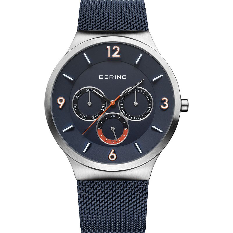 BERING Mens Classic Mesh Strap Watch - 33441-377, Size: Large, Blue