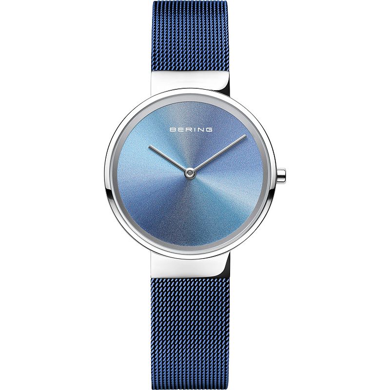 BERING Anniversary Collection Womens Blue Mesh Strap Watch - 10X31-ANN2, S