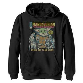 Boys 4-20 Star Wars: The Mandalorian Group Shot Comic Cover Doodle Graphic Hoodie