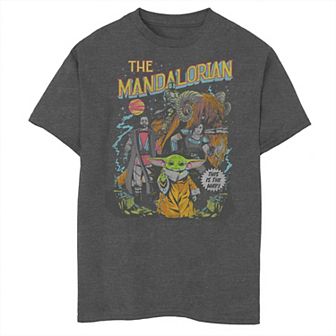 Boys 8-20 Star Wars: The Mandalorian Group Shot Transparent Comic Graphic Tee