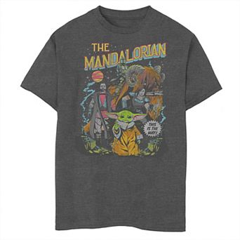 Boys 8-20 Star Wars: The Mandalorian Group Shot Transparent Comic Graphic Tee