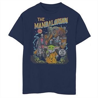 Boys 8-20 Star Wars: The Mandalorian Group Shot Transparent Comic Graphic Tee