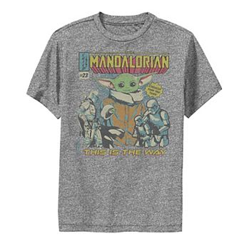 Boys 8-20 Star Wars: The Mandalorian Group Shot Comic Cover Doodle Performance Graphic Tee