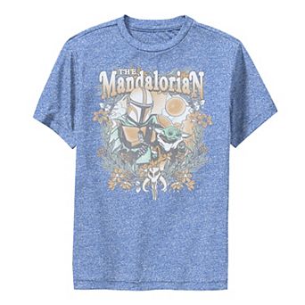 Boys 8-20 Star Wars: The Mandalorian & The Child aka Baby Yoda Floral Portrait Performance Graphic Tee
