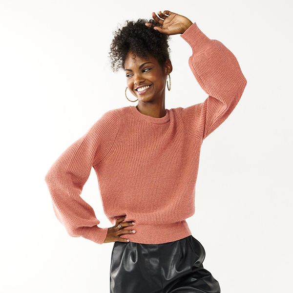 Juniors SO Balloon Sleeve Pullover Sweater