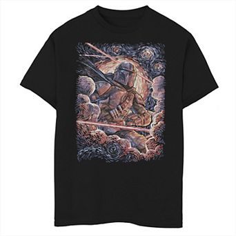 Boys 6-20 Star Wars The Mandalorian Starry Night Style Portrait Graphic Tee