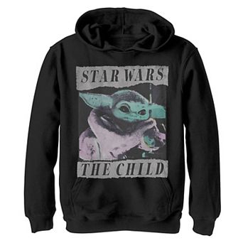 Boys 4-20 Star Wars The Mandalorian The Child aka Baby Yoda Ripped Poster Graphic Hoodie