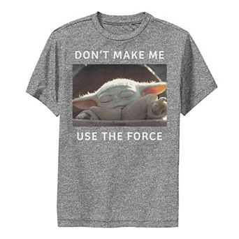 Boys 8-20 Star Wars The Child aka Baby Yoda Force Meme Quote Performance Graphic Tee
