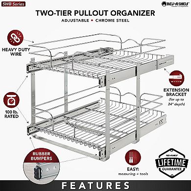 Rev-A-Shelf Kitchen Cabinet Pull Out Shelf Organizer, 18 x 22 In, 5WB2-1822CR-1