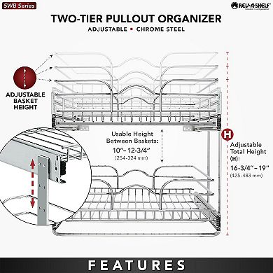 Rev-A-Shelf Kitchen Cabinet Pull Out Shelf Organizer, 18 x 22 In, 5WB2-1822CR-1