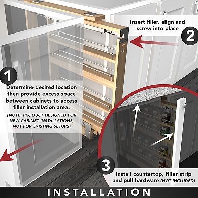 Rev-A-Shelf 432-BF-3C 3-Inch Cabinet Base Filler Pullout Organizer Rack, Maple