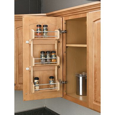 Rev-A-Shelf 4SR-15 15-Inch Cabinet Door Mounted Wood 3-Shelf Storage Spice Rack