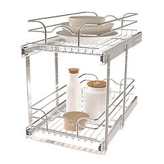 Fleming Supply 12-in-1 Adjustable Under Sink Storage Shelf - White and Blue